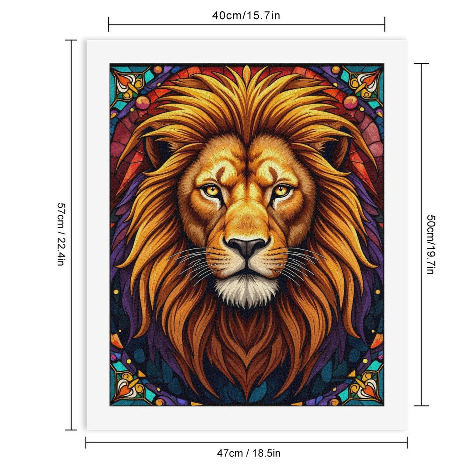 Paint By Numbers Kit for Adults Beginner - DIY Regal Lion Stained Glass Art Canvas Painting Kits for Adults, Frameless Paint By Number for Adults for Home Wall Decor 16x20 Inch