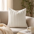 thumbnail image 2 of DefiDgd Velvet Throw Pillow Cover,Minimalist Striped Textured Square Cushion Case,Soft Decorative Pillow Slip for Sofa Couch Bed Living Room Bedroom Farmhouse Home Decoration(White), 2 of 7