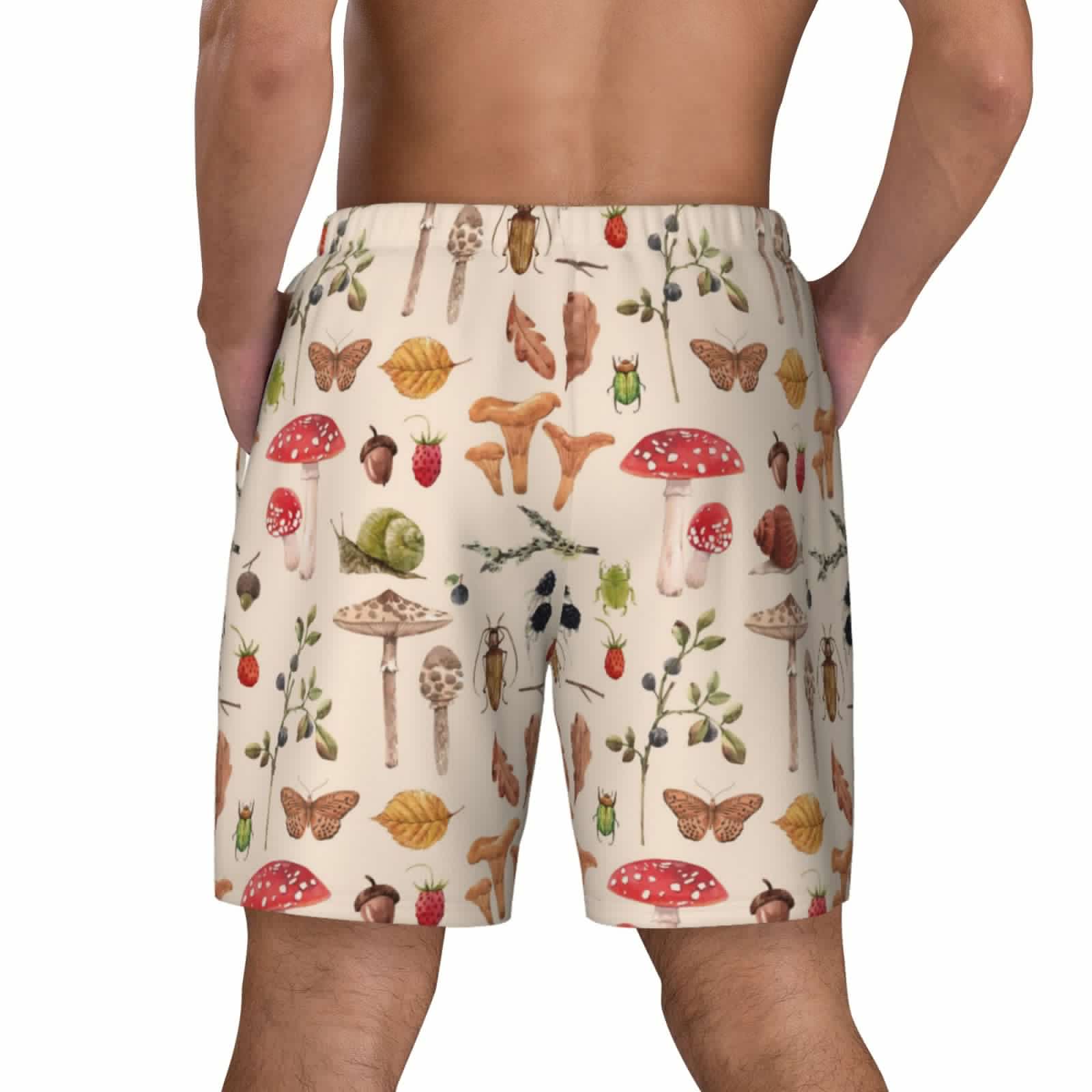 thumbnail image 4 of Haiem Retro Autum Mushrooms Men'S Quick-Dry Swim Trunks: Comfortable Beach Shorts With Mesh Lining And Pockets - Ideal For Swimming And Sunbathing Small, 4 of 9