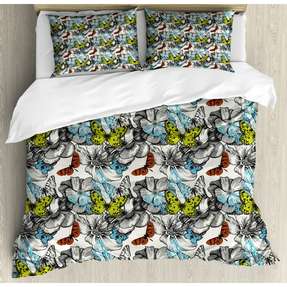 Teal Queen Size Duvet Cover Set, Abstract Traditional Polka Dots on