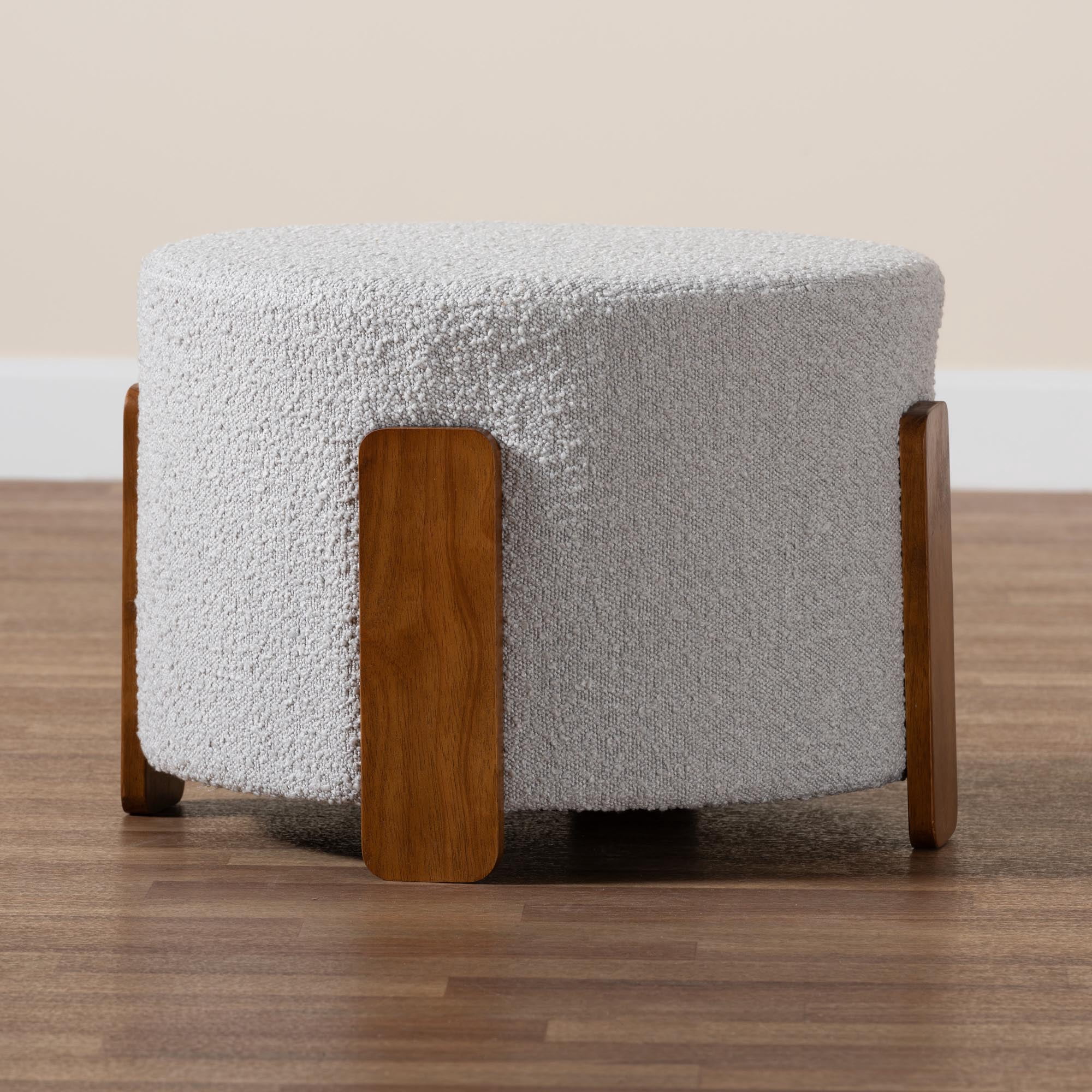 Baxton Studio Finlay Japandi Footstool, One Size, Walnut Brown
