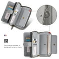 thumbnail image 5 of Allytechgroup 2 in 1 Wallet Case for Apple iPhone SE 2022/2020/ iPhone 7 8, Detachable Back Cover Zipper Purse Card Holder Shockproof Hand Wrist Phone Case for Apple iPhone SE 3rd 2nd Gen, Gray, 5 of 8