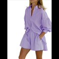 thumbnail image 2 of Conjuntos de 2 Piezas: Camisa Abotonada, Top y Pantalones Cortos, Conjuntos Casuales para Estar en Casa Púrpura M, 2 of 8