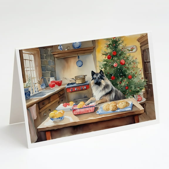 Keeshond Christmas Cookies Greeting Cards Pack of 8 7 in x 5 in