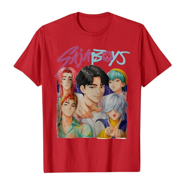 Pop cazadora para niña Demo-n Hunters Boys Girls Fashion Round-Neck Group Panels T Shirt (Red)