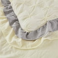 thumbnail image 4 of Unique Home 3 Piece Elsa Solid Color Pinch Pleat Bed In A Bag Clearance Bedding Comforter Duvet Set Fade Resistant, Super Soft (King, Ivory), 4 of 5