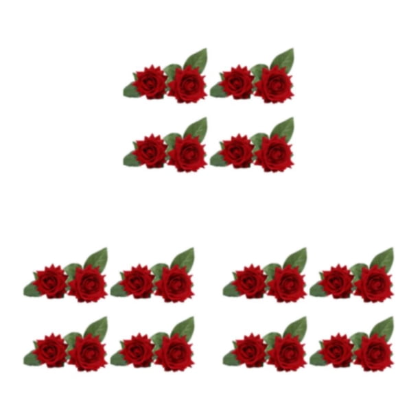 Flor Artificial Falsa Seda Realista Advancent 4X 2 Cabezas Rosas Rojo