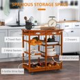 thumbnail image 4 of HOMCOM Rolling Kitchen Cart, Bar Cart, Kitchen Island Cart with Storage Drawers, Tile Counter Top, Shelves, Wire Baskets & Wine Rack, Natural, 4 of 10