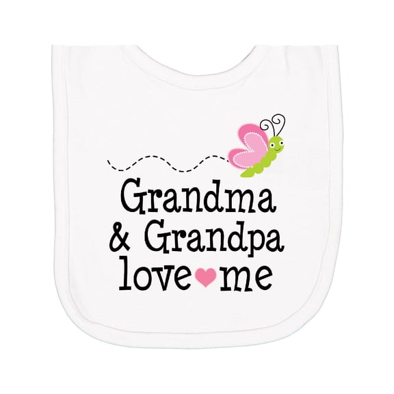Inktastic Grandma and Grandpa Love Me Granddaughter Butterfly Newborn Bib