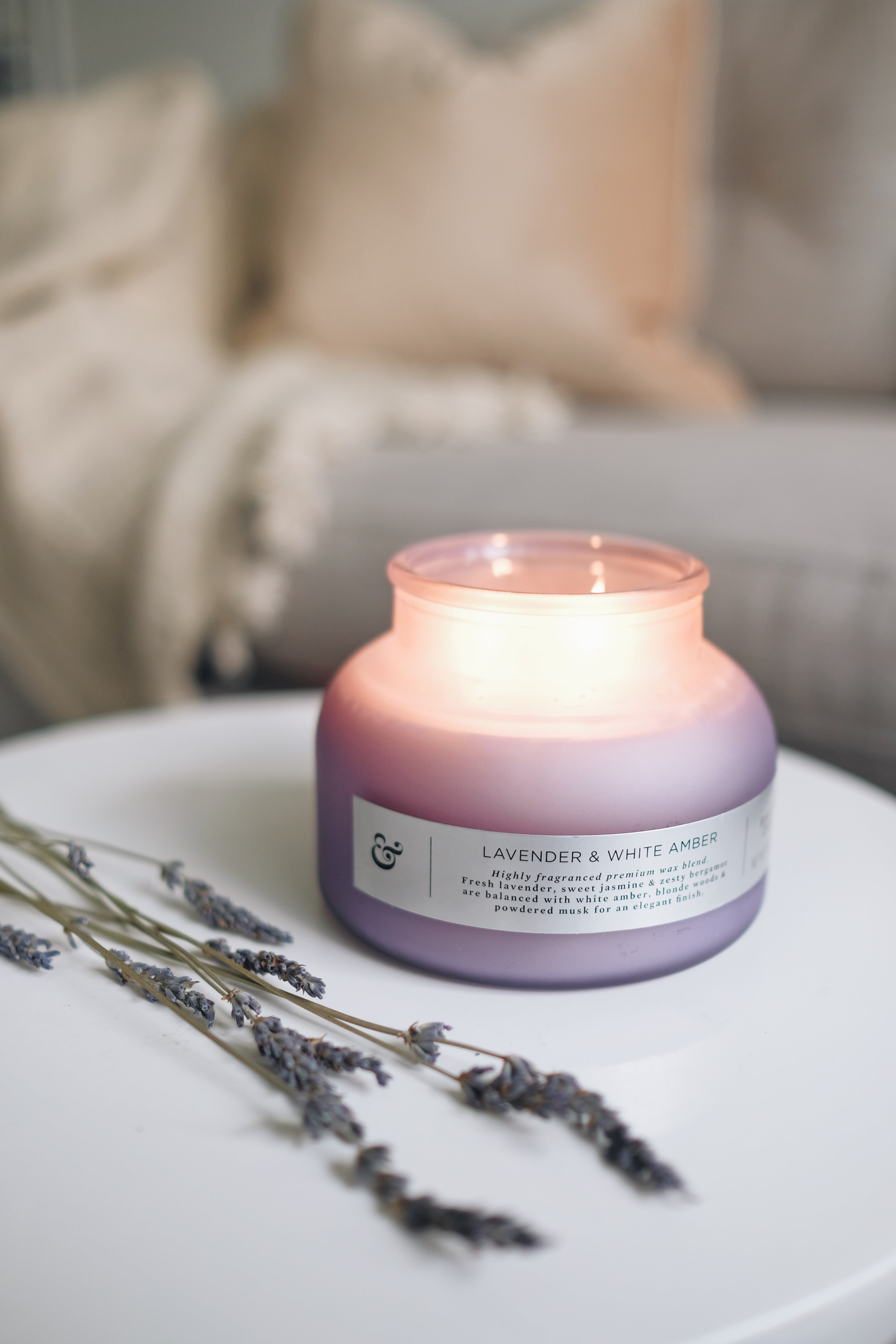 Better Homes & Gardens Lavender & White Amber 18oz Scented 2 wick