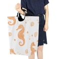 thumbnail image 4 of Yayeee Freestanding Laundry Hamper with Handle Collapsible Large Storage Basket for Clothes, White Seahorse, 4 of 7
