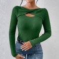 thumbnail image 5 of ZyeKqe Women Crop Top Long Sleeve Cut out Ribbed Knit Going out Tops Stretchy Slim Tight Tees T Shirts, 5 of 8