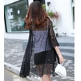 thumbnail image 5 of Magazine Women Open Front Lace Splicing Thin Cardigan, Flare Sleeves Long Style Outerwear, 5 of 5