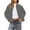 Gray, variant on Kukoosong Women's Sherpa Jacket, Fashion Cropped Casual Fleece Jacket, Long Sleeve Zipper Turn Down Collar Winter Warm Coat with Pockets