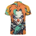 thumbnail image 5 of Psychedelic Clown Joker Men Zipper T-shirt Summer Casual Short Sleeve T-shirt Top, 5 of 7