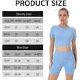 thumbnail image 5 of Borke Yoga Outfits for Women 2 Piece Set Tracksuit Seamless Short Sleeve Crop Top Workout Leggings Sportwear, 5 of 6