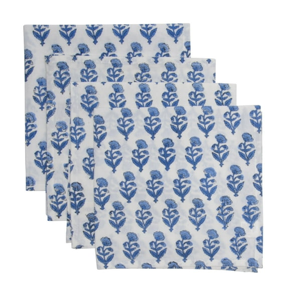 KOUBOO Unique Home Decor Dinner Napkins, Hand Block Print, 20 inches x 20 inches, Set of 4
