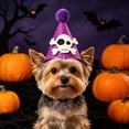 thumbnail image 5 of Aoznliie Dog Hat, Funny Adjustable Halloween Hat for Party Apparel, 4x4 inch Lightweight Pet Party Hat for Halloween Photo Props, Purple, 5 of 6