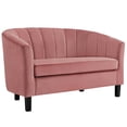 thumbnail image 2 of Modway Prospect Channel Tufted Performance Velvet Loveseat and Armchair Set in Dusty Rose, 2 of 6