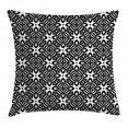 thumbnail image 1 of Black and White Throw Pillow Cushion Cover, Abstract Checkered Pattern Design with Monochrome Floral Details Vintage, Decorative Square Accent Pillow Case, 24 X 24 Inches, Black White, by Ambesonne, 1 of 2