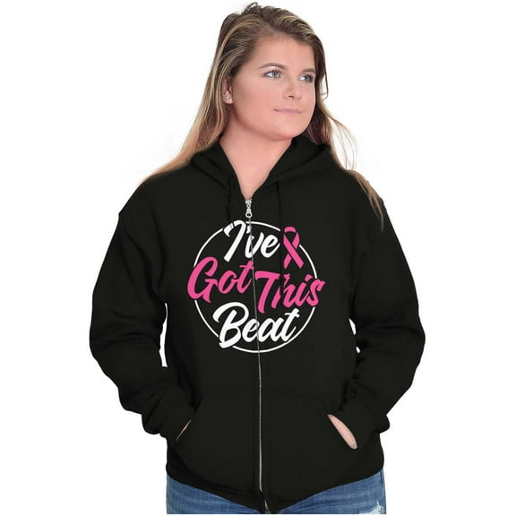 Breast Cancer I've Got This Beat Zip Hoodie Sweatshirt Women Brisco Brands S