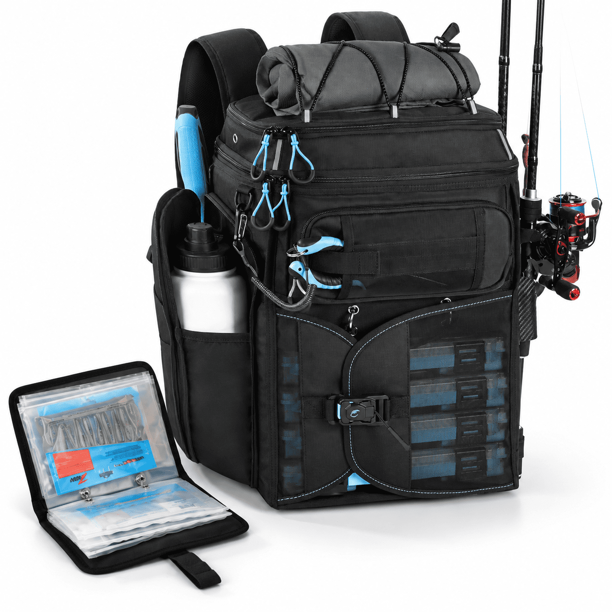 Black Pro – Backpack Only Fishing Tackle Storage Backpack with 42L Capacity