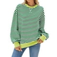 thumbnail image 3 of BadPiggies Womens Striped Long Sleeve Shirts Crewneck Tunic Tops Color Block Blouses Fall Winter Pullover, 3 of 6