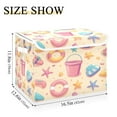 thumbnail image 5 of Yayeee Collapsible Cube Storage Bin with Lid Fabric Closet Decorative Basket with Handles, Blue Beach Toys Pattern, 5 of 7