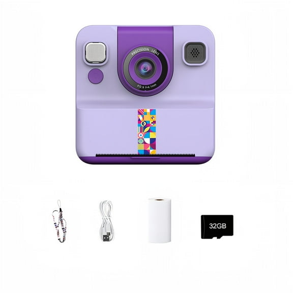 Instant Print Camera for Kids, 2.4 Inch Screen Portable Digital Cameras for Boys & Girls Age 5-12 Birthday Gifts - Purple