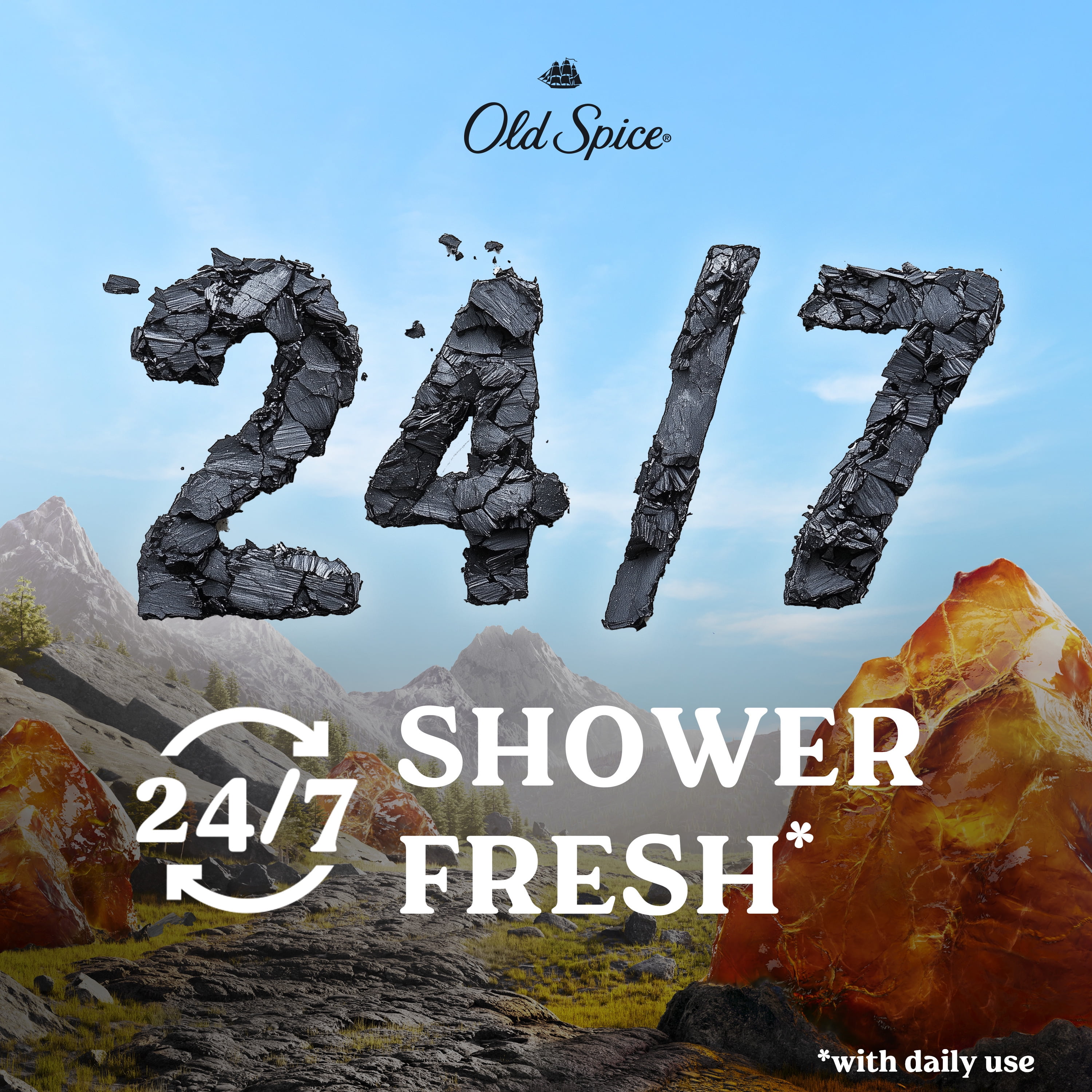 (3 pack) Old Spice Men's Body Wash for Men, Volcano Scent, 24/7 Shower Fresh, Exfoliation, 18 oz, 30oz
