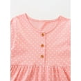 thumbnail image 4 of Emy Dola Toddler Girls Button Down Collar Long Sleeve Dresses 2-7 Years Kids Butterfly Rabbit Applique Dot Casual Cotton Party Christmas Jersey Dress, 4 of 7