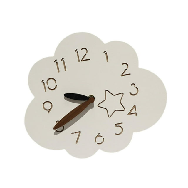 Reloj de pared con diseño de nube, silencioso y creativo, para habitación infantil, guardería, interior con patrón de estrellas