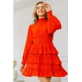 thumbnail image 3 of Long Sleeve Smocked Neck Tiered Ruffle Mini Dress, 3 of 5
