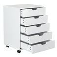 thumbnail image 4 of CZMDZH 5 Drawer Chest Mobile Storage Cabinets Small Wooden Dresser with Wheels Room Organization Furniture for Office Home,White, 4 of 9