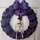 thumbnail image 3 of Corona de Halloween para puerta de entrada, corona de calavera de Halloween para colgar en la puerta, color morado, accesorios de decoración de ambiente de terror de Halloween, 3 of 4