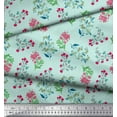 thumbnail image 2 of Soimoi Rayon Fabric Leaves & Pink Flower Floral Print Sewing Fabric Yard 56 Inch Wide, 2 of 3