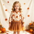 thumbnail image 2 of HAYIMI Girls Thanksgiving Long Sleeve Turkey Printed Sweatshirt With Mesh Skirts Outfit Sets Toddler Kids Casual Travel Wear Versatile Clothes Sets, 2 of 4