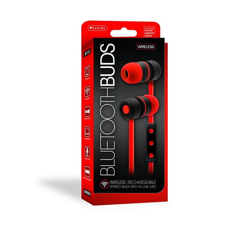 Sentry bluetooth rechargeable metal ear buds with built in microphone bx250bl outlet