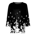 thumbnail image 4 of Plus Size 3/4 Sleeve Tops for Women Spring Fall Casual Crew Neck Graphic Tees Fashion Printed Basic T-shirts (2XL, Black), 4 of 5