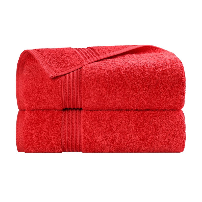 Superior Egyptian Cotton Absorbent Red Bath Towel Set of 2