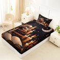 thumbnail image 4 of Castle Fairy Mystic Gothic Raven Skull Twin Sheets 3pcs,Starry Moon Floral Bedding,Dark Taupe,1 Fitted Sheet,1 Flat Sheet and 1 Pillowcase, 4 of 6
