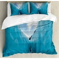 thumbnail image 1 of Nature Duvet Cover Set, Frozen Ice Mountains in North South Polar Cubes Winter Theme Print, Decorative 3 Piece Bedding Set with 2 Pillow Shams, King Size, White and Blue, by Ambesonne, 1 of 3