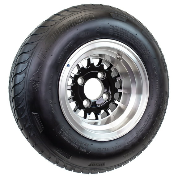 eCustomrim 205/65-10 Trailer Golf Cart ATV Offroad Tire On 10X7 Gloss Black Rim A2
