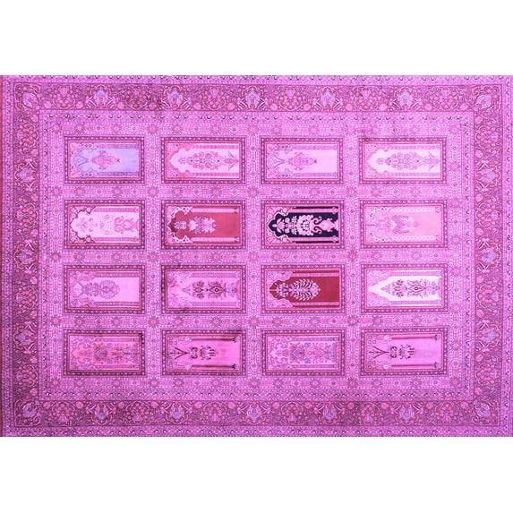 Ahgly Company Indoor Rectangle Abstract Purple Contemporary Area Rugs, 2' x 5'