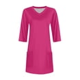thumbnail image 6 of DENGDENG Women's Tunics Plus Size 2025 Dressy 3/4 Sleeve V Neck Shirts To Wear with Leggings Summer Tees Loose Fit Work Blouse Hot Pink S, 6 of 7