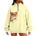 thumbnail image 2 of NMMUED Sweatshirt with Cat Pouch Quarter Zip Sweatshirt Pet Carrier Sweatshirt Loose Sweatshirts for Women Sweatshirt with Dog Pouch Oversized Sweatshirt for Women Pet Pouch Sweatshirt Khaki XXL, 2 of 5