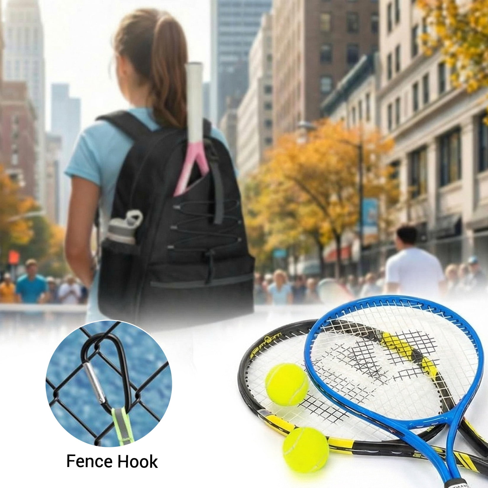 Ataucjin Tennis Backpack for Men Women, 2 Racket Pickleball Bag with Separate Shoe Compartment, Large Tennis Racket Bag for Racquet Sport Equipment