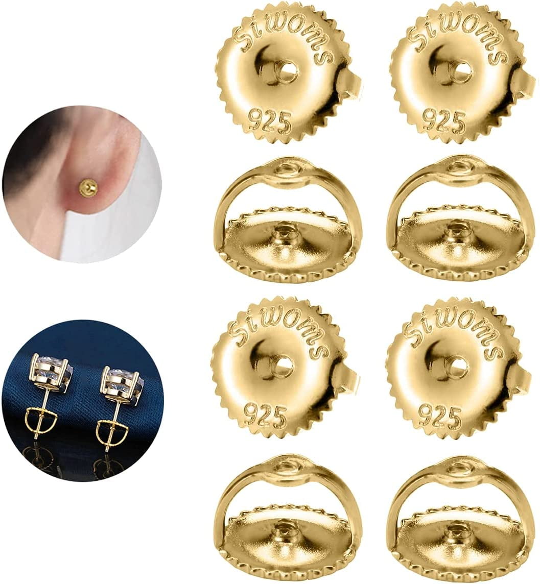 YOIHUR Locking Earring Backs for Studs,18K Gold Bullet Earring Backs  Replacement