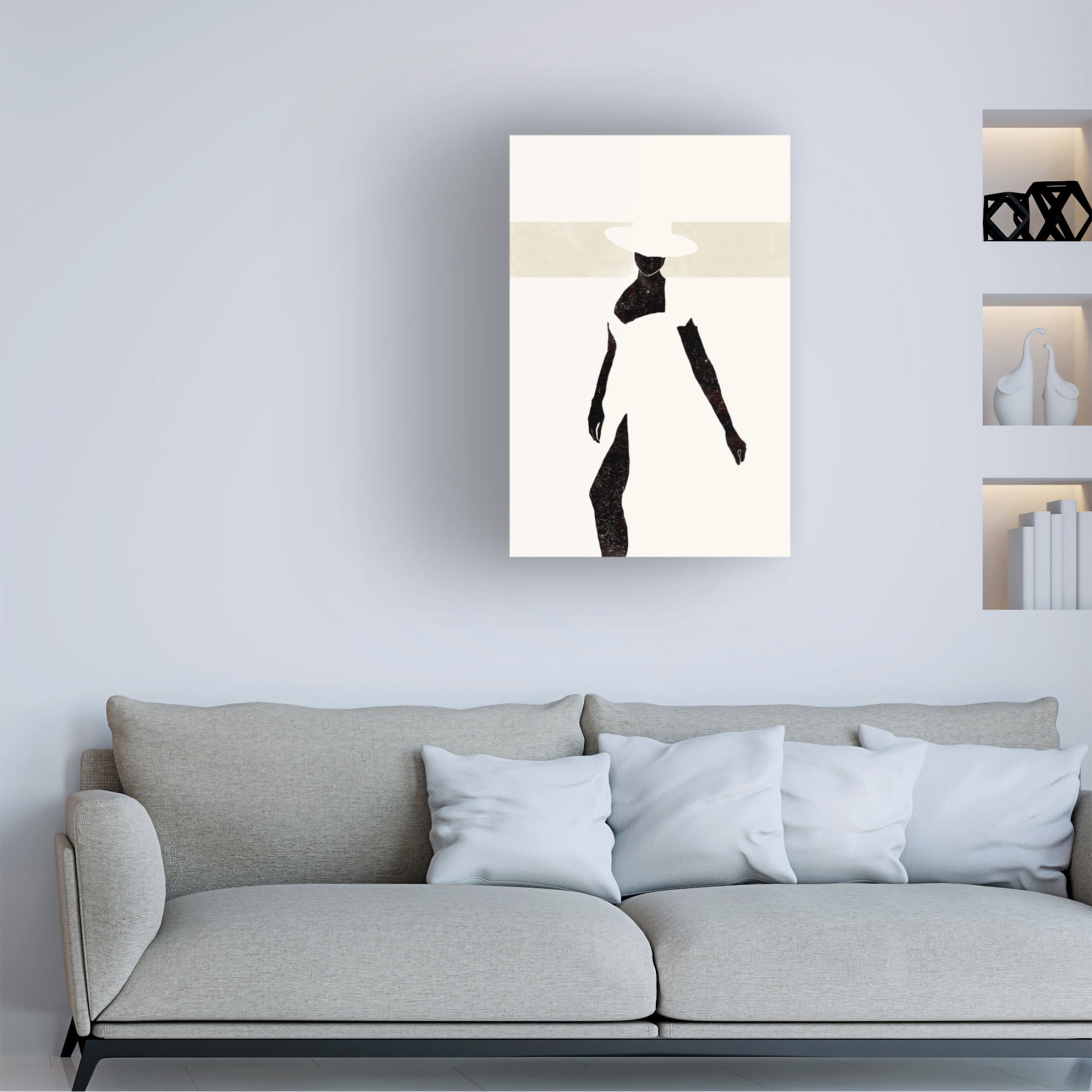 Canvas Wall Art - Yuyu Pont 'Black and Beige II' Wall Art for Living Room, Bedroom, or Office Décor by Trademark Fine Art - 12 x 19 Inches