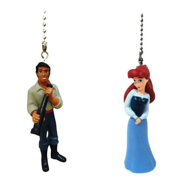 Human Ariel Princess & Prince Eric Fan Pull Set Figure Pvc Charms Little Mermaid